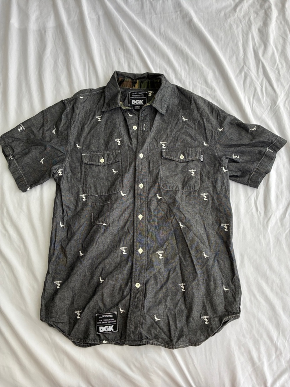 DGK Gray Short-Sleeve Button-Down Shirt